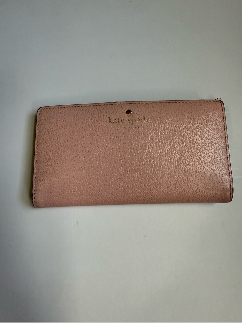 kate spade Blush Pink Pebbled Leather Continental Wallet with Gold Logo